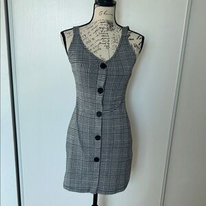 Sexy Spaghetti Strap Houndstooth Dress